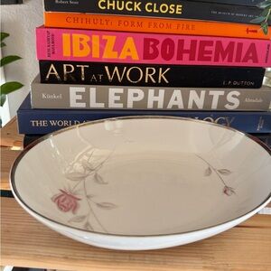 Eternal fine China Japanese  Floral White and Pink silver rimmed decorative Bowl